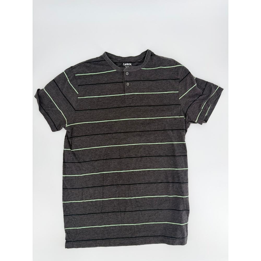 Carbon Men's Gray & Green Striped Henley T-Shirt -‎ XL